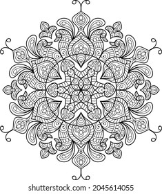 Doodle zen tangle diseño mandala colorido páginas de libros para adultos ilustración vectorial