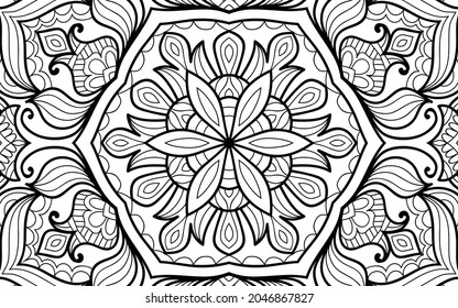 Doodle zen tangle diseño mandala colorido páginas de libros para adultos ilustración vectorial