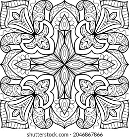 Doodle zen tangle diseño mandala colorido páginas de libros para adultos ilustración vectorial