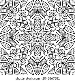 Doodle zen tangle design mandala colouring book pages for adults vector illustration