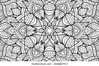 Doodle zen tangle design mandala colouring book pages for adults vector illustration