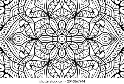 Doodle zen tangle design mandala colouring book pages for adults vector illustration