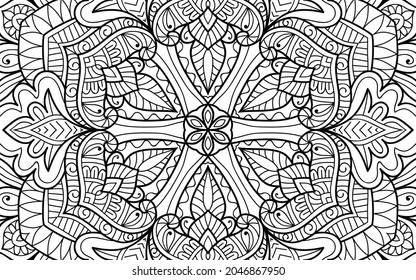 Doodle zen tangle design mandala colouring book pages for adults vector illustration