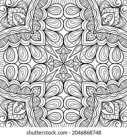 Doodle zen tangle design mandala colouring book pages for adults vector illustration