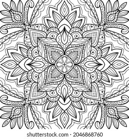 Doodle zen tangle design mandala colouring book pages for adults vector illustration