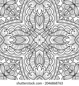 Doodle zen tangle design mandala colouring book pages for adults vector illustration