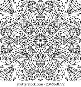 Doodle zen tangle design mandala colouring book pages for adults vector illustration