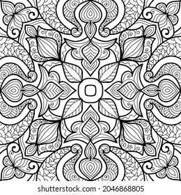 Doodle zen tangle design mandala colouring book pages for adults vector illustration