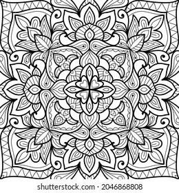 Doodle zen tangle design mandala colouring book pages for adults vector illustration