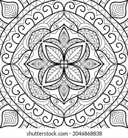 Doodle zen tangle design mandala colouring book pages for adults vector illustration
