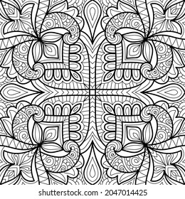 Doodle zen tangle design mandala colouring book pages for adults vector illustration
