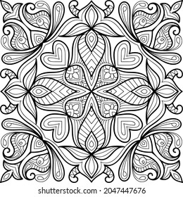 Doodle zen tangle design mandala colouring book pages for adults vector illustration