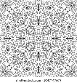 Doodle zen tangle diseño mandala colorido páginas de libros para adultos ilustración vectorial