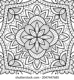 Doodle zen tangle diseño mandala colorido páginas de libros para adultos ilustración vectorial