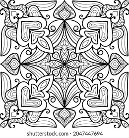 Doodle zen tangle design mandala colouring book pages for adults vector illustration