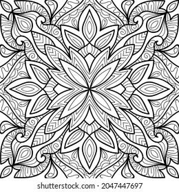 Doodle zen tangle design mandala colouring book pages for adults vector illustration