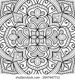 Doodle zen tangle design mandala colouring book pages for adults vector illustration