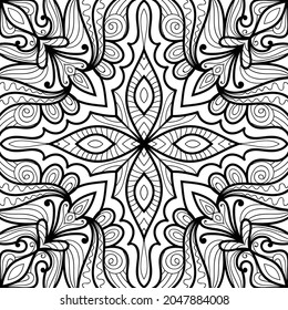 Doodle zen tangle design mandala colouring book pages for adults vector illustration