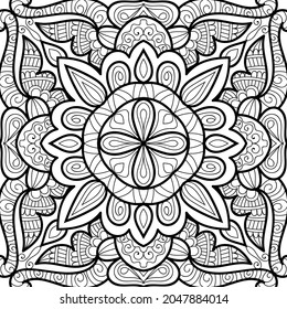 Doodle zen tangle design mandala colouring book pages for adults vector illustration