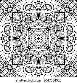 Doodle zen tangle design mandala colouring book pages for adults vector illustration