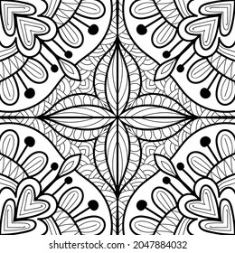 Doodle zen tangle design mandala colouring book pages for adults vector illustration