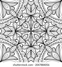 Doodle zen tangle design mandala colouring book pages for adults vector illustration