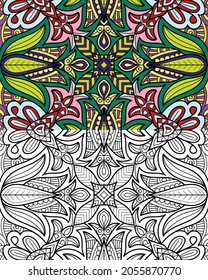 Doodle zen tangle design mandala colouring book pages for adults vector illustration