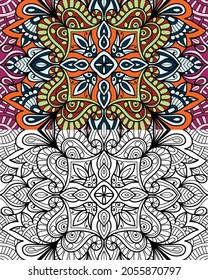 Doodle zen tangle design mandala colouring book pages for adults vector illustration