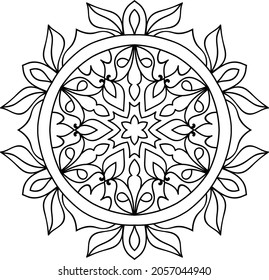 Doodle zen tangle diseño mandala colorido páginas de libros para adultos ilustración vectorial