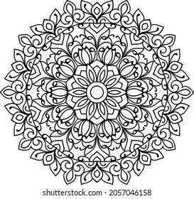 Doodle zen tangle diseño mandala colorido páginas de libros para adultos ilustración vectorial
