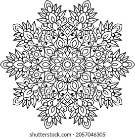 Doodle zen tangle design mandala colouring book pages for adults vector illustration