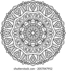 Doodle zen tangle design mandala colouring book pages for adults vector illustration