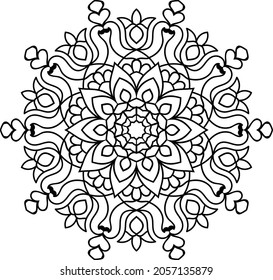 Doodle zen tangle diseño mandala colorido páginas de libros para adultos ilustración vectorial