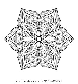 Doodle Zen tangle design mandala coloring book pages for adults vector illustration