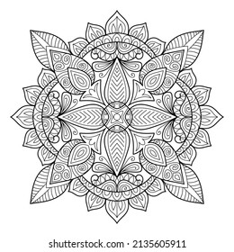 Doodle Zen tangle design mandala coloring book pages for adults vector illustration