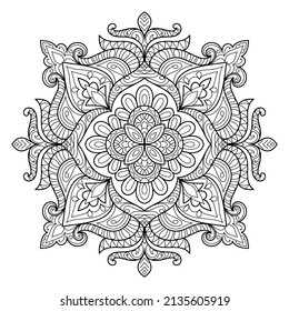 Doodle Zen tangle design mandala coloring book pages for adults vector illustration