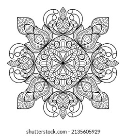 Doodle Zen tangle design mandala coloring book pages for adults vector illustration