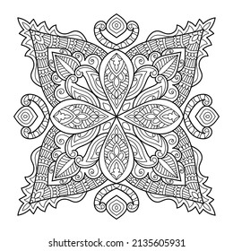 Doodle Zen tangle design mandala coloring book pages for adults vector illustration