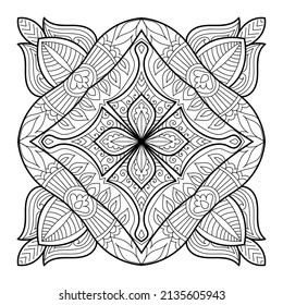 Doodle Zen tangle diseño mandala colorear páginas de libros para adultos ilustración vectorial