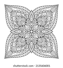 Doodle Zen tangle design mandala coloring book pages for adults vector illustration