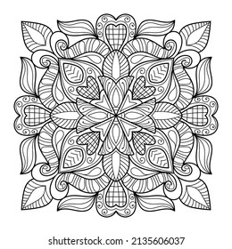 Doodle Zen Tangle Design Mandala Coloring Book Pages For Adults Vector Illustration