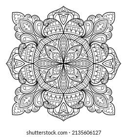 Doodle Zen tangle diseño mandala colorear páginas de libros para adultos ilustración vectorial