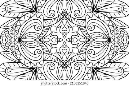 Doodle Zen tangle design mandala coloring book pages for adults vector illustration