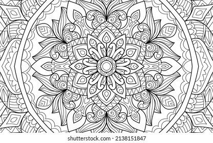 Doodle Zen tangle design mandala coloring book pages for adults vector illustration