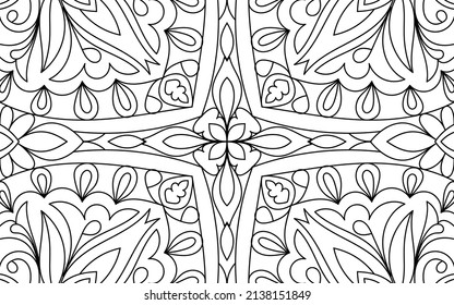 Doodle Zen tangle design mandala coloring book pages for adults vector illustration