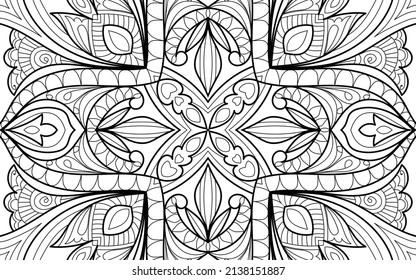 Doodle Zen tangle design mandala coloring book pages for adults vector illustration