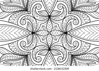 Doodle Zen tangle design mandala coloring book pages for adults vector illustration