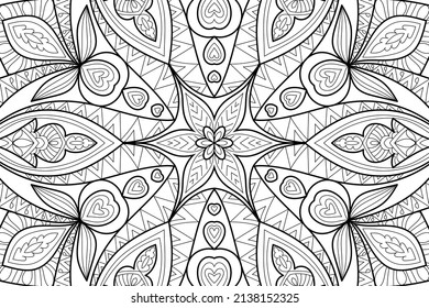 Doodle Zen tangle design mandala coloring book pages for adults vector illustration
