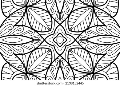 Doodle Zen tangle design mandala coloring book pages for adults vector illustration