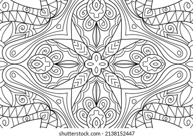 Doodle Zen tangle design mandala coloring book pages for adults vector illustration